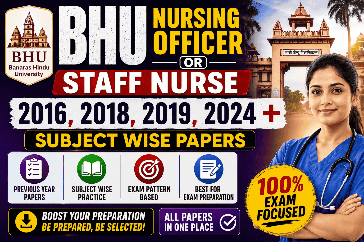BHU NURSING OFFICER - All PYQ Live Exam Batch